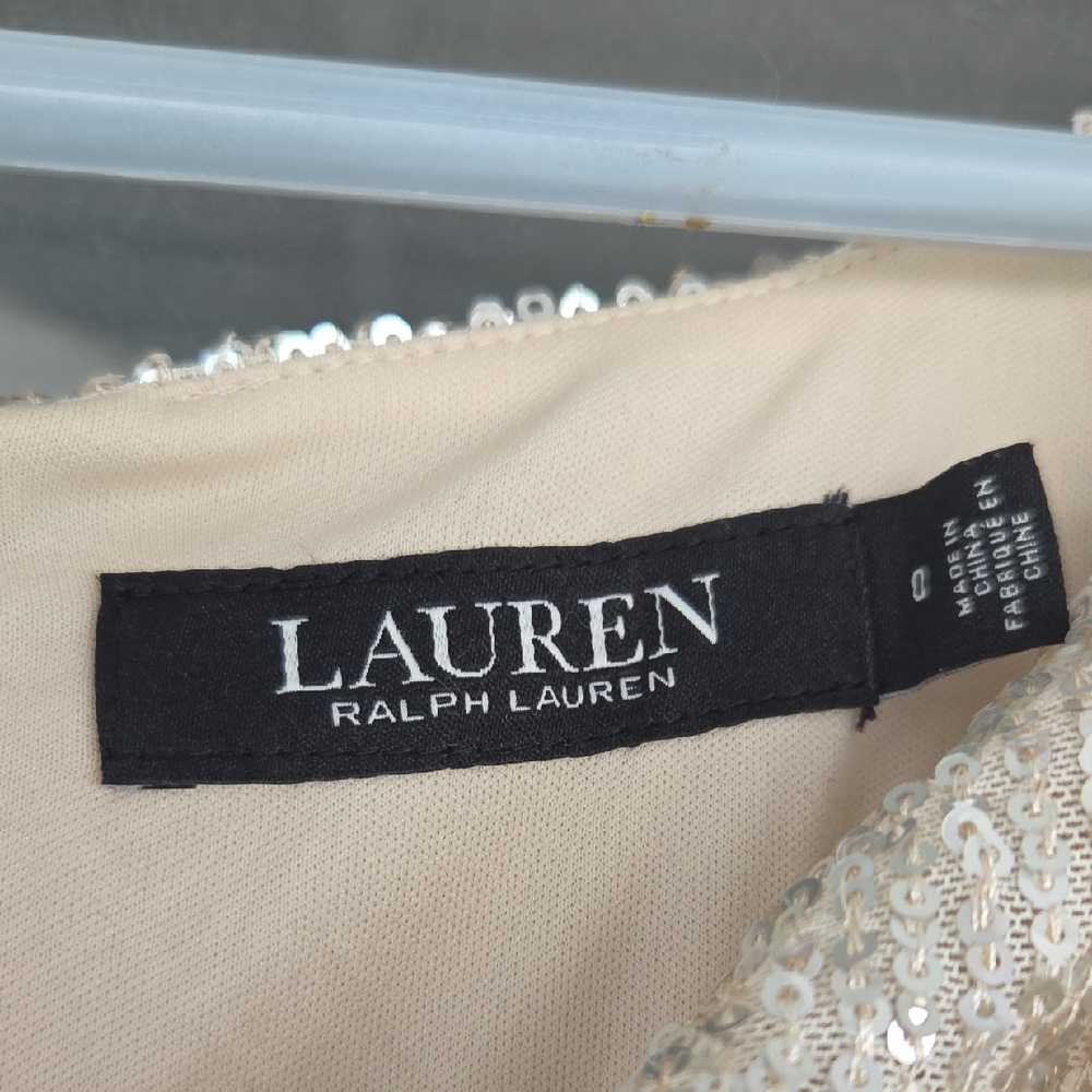 Ralph Lauren Champagne Gold  Sequin Gown Maxi Wedding Bride Maid Black Dress